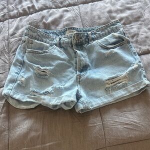 Forever 21 Light Blue Ripped Jean Shorts